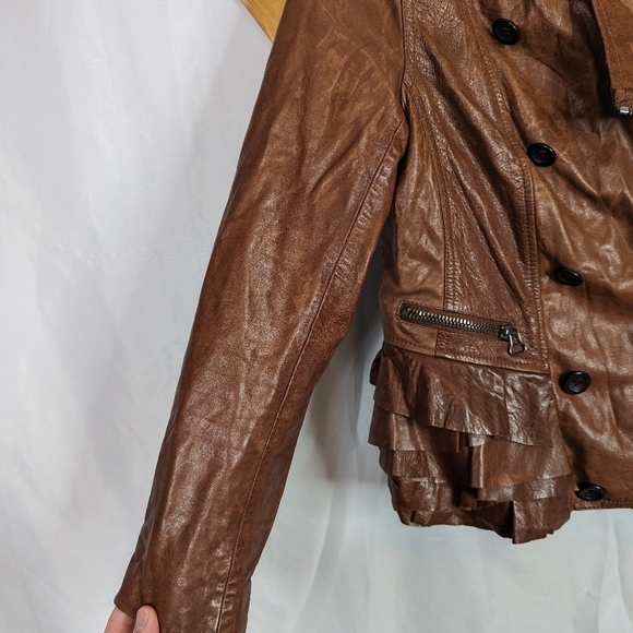 3.1 Phillip Lim Brown Leather Moto Jacket Size 4 - Picture 7 of 12